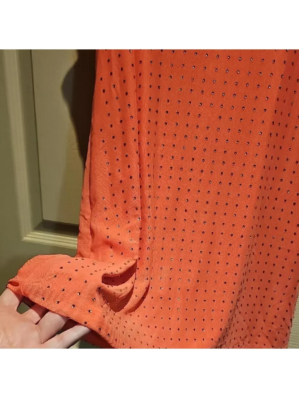 Casual Coral Sparkle Overlay With  White Shirt  Dress